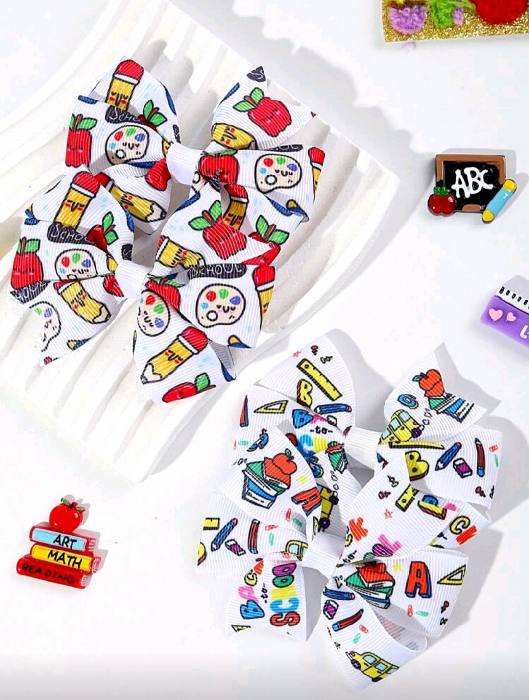 Set of Girls Back to School Hair Bows