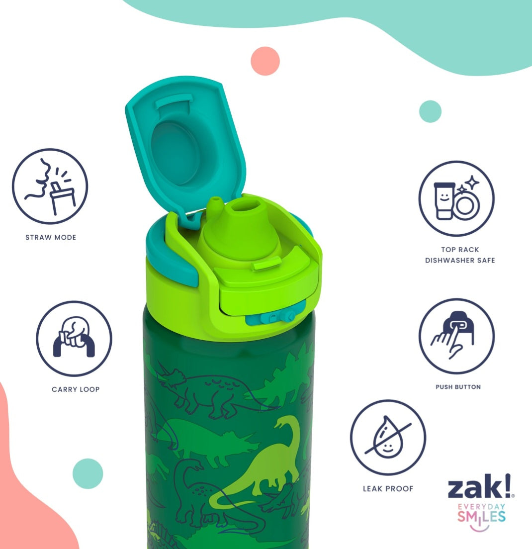 Zak! Dinosaurs-Leak-Proof Stainless Steel 14 oz Antimicrobial Tumbler