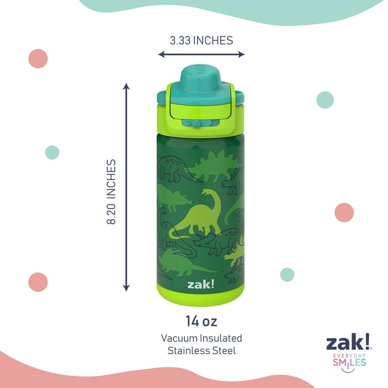 Zak! Dinosaurs-Leak-Proof Stainless Steel 14 oz Antimicrobial Tumbler