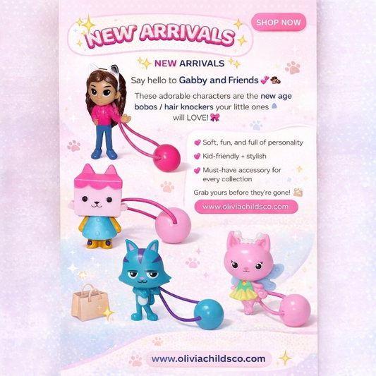 Gabby's Dollhouse Hair Bobos Hair Ties (Kids Character Hair Ties)
