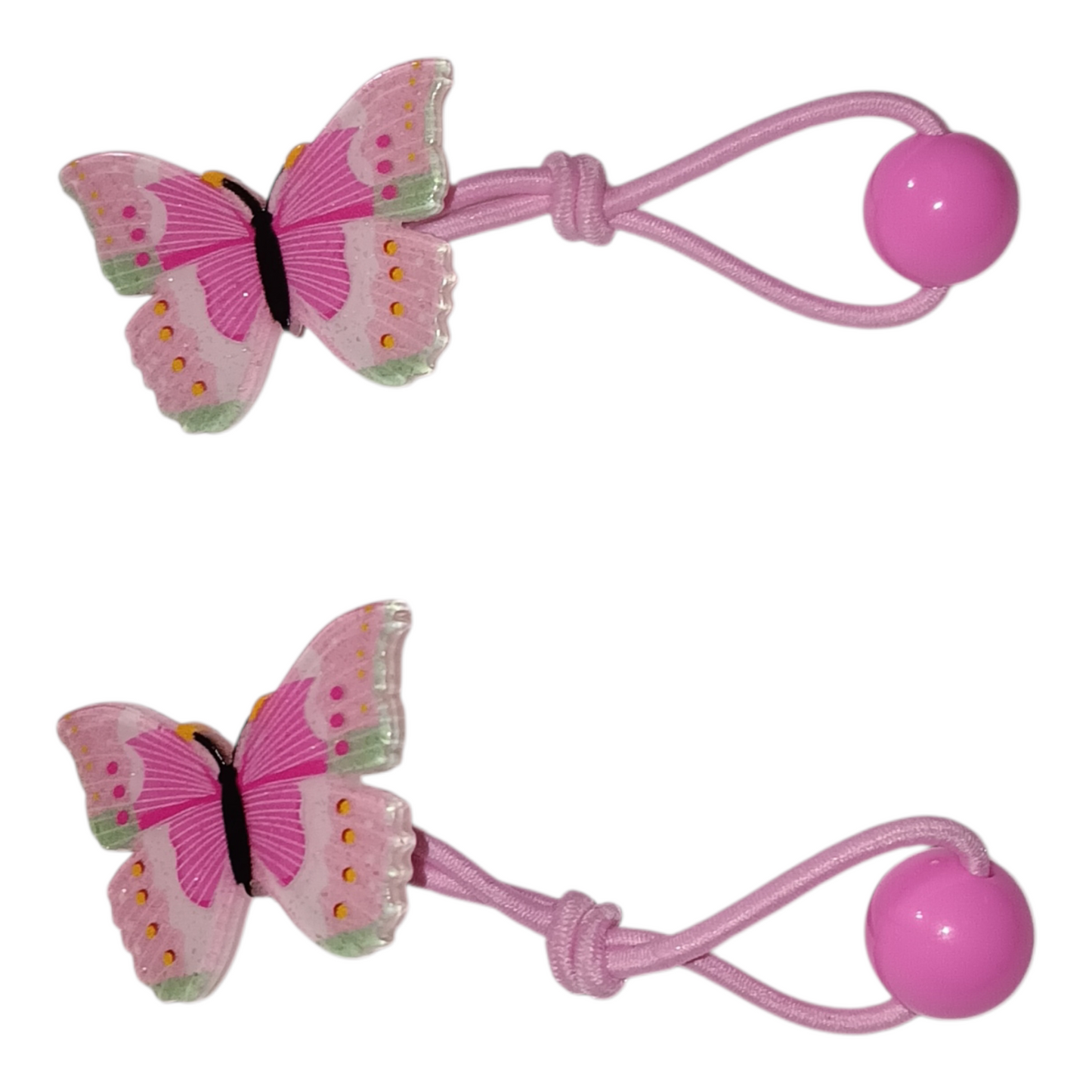 Girls Pink Butterfly Hair Ties