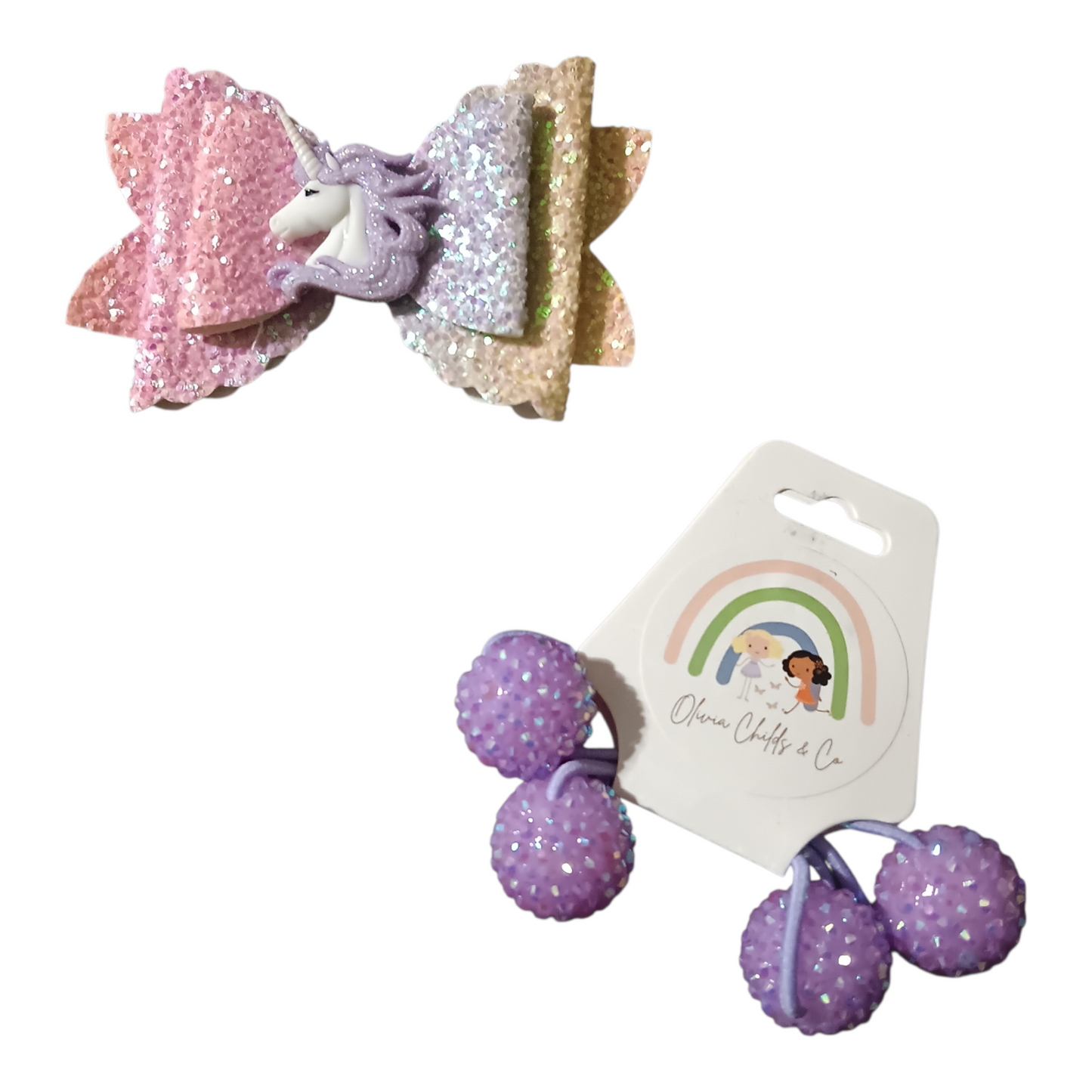 Unicorn Hair Bow and Hair Knockers