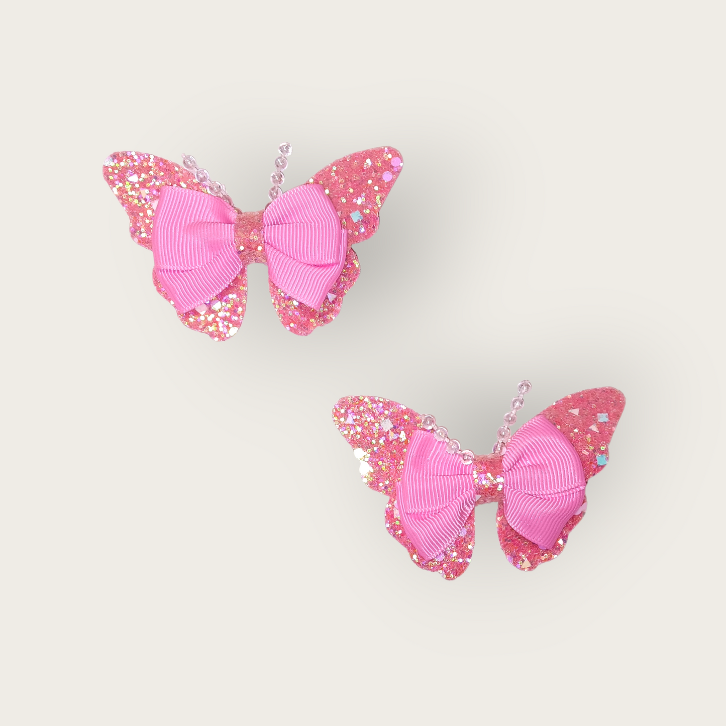 Set of Girls Pink Butterfly Hair Clips