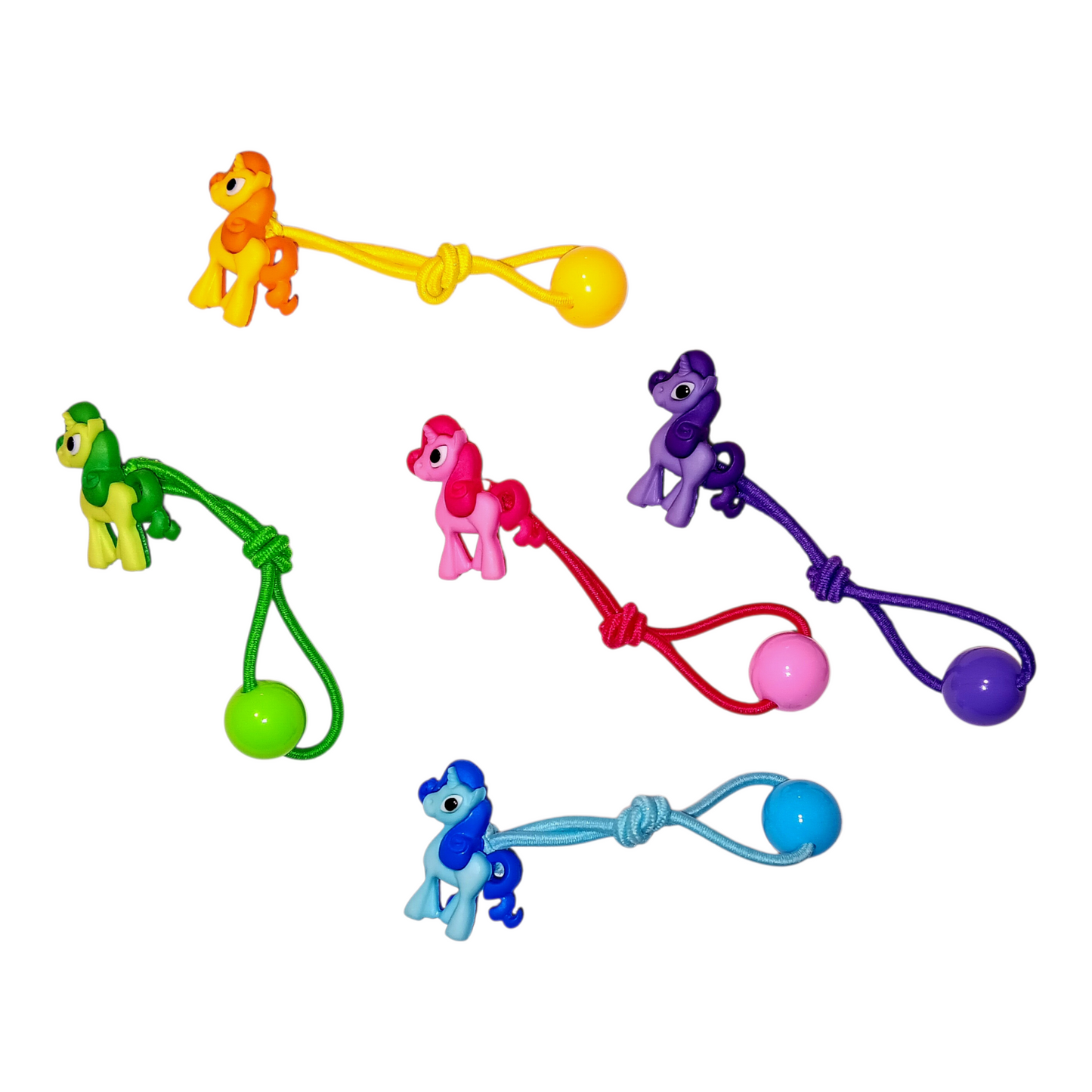 Set of 5 Girls Pony Charm Hair Ties