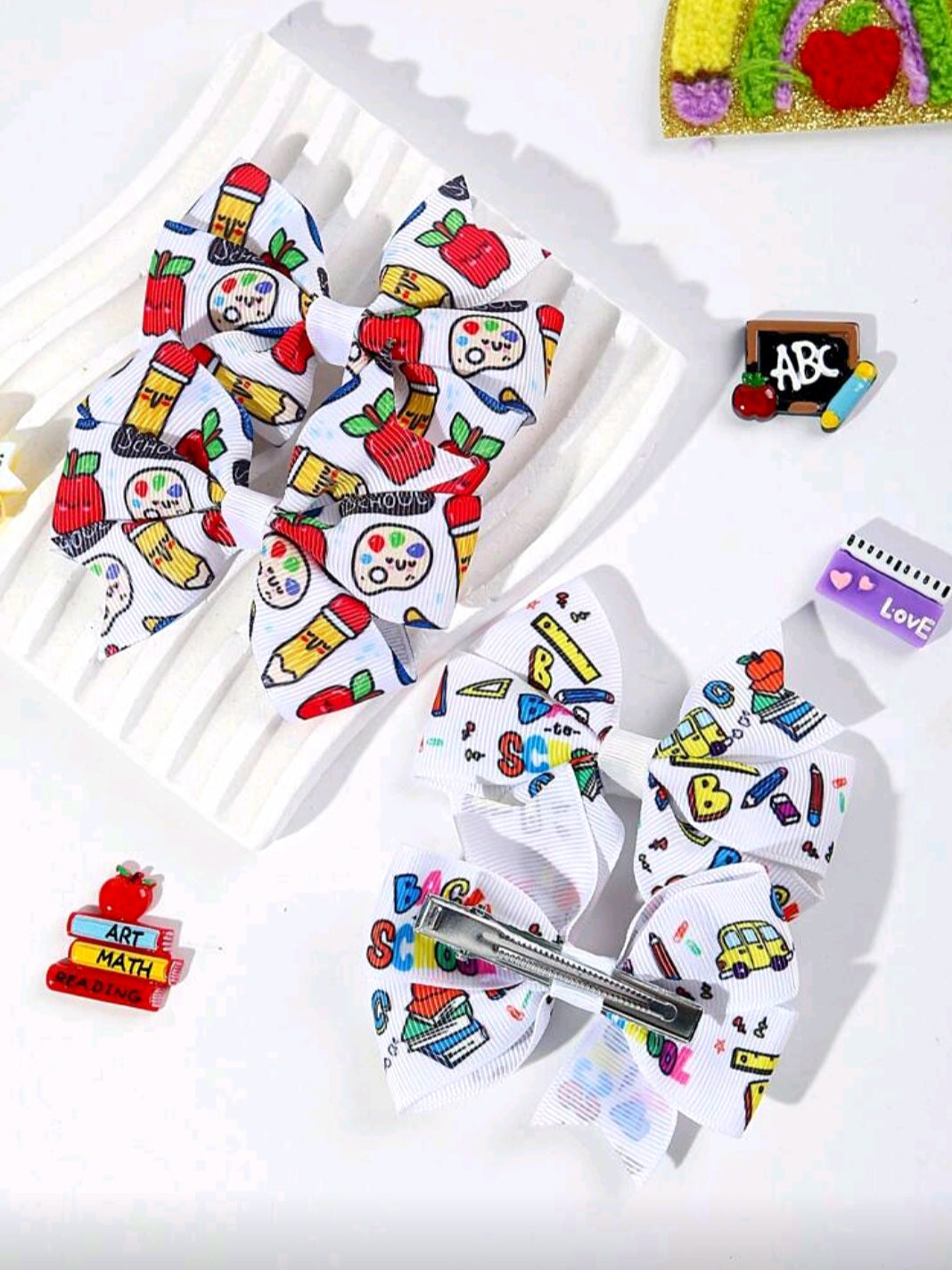 Set of Girls Back to School Hair Bows