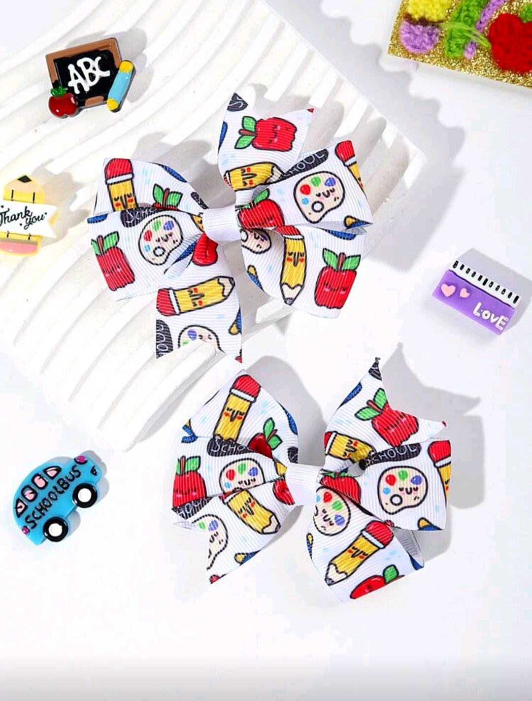 Set of Girls Back to School Hair Bows