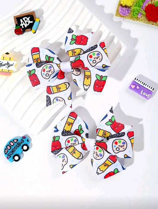 Set of Girls Back to School Hair Bows